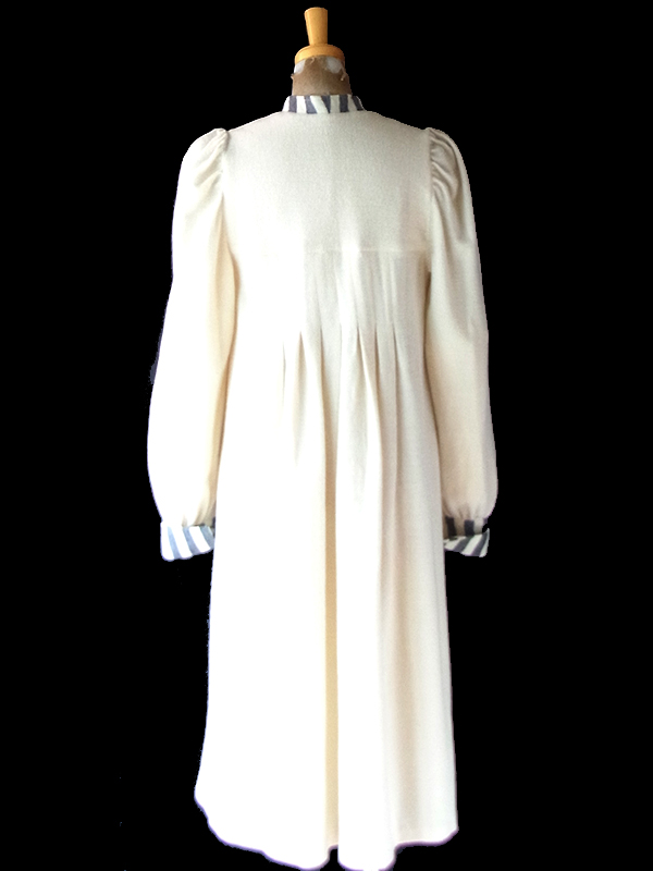 【送料無料】フランス買付け 60年代製 オフホワイト X グレイ ボーダー プリーツ ワンピース 26FC002【ヨーロッパ古着】