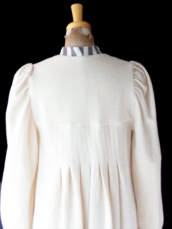 【送料無料】フランス買付け 60年代製 オフホワイト X グレイ ボーダー プリーツ ワンピース 26FC002【ヨーロッパ古着】