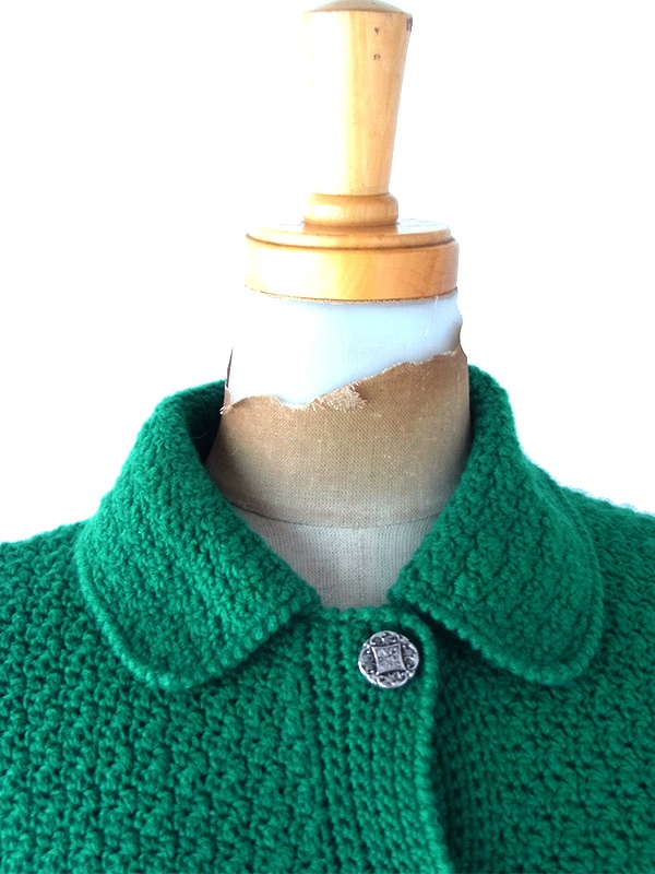 ヨーロッパ古着 フランス買付け 70年代製 刻印入りシルバーボタン 鹿の子編み風 ウール カーディガン 26FC010