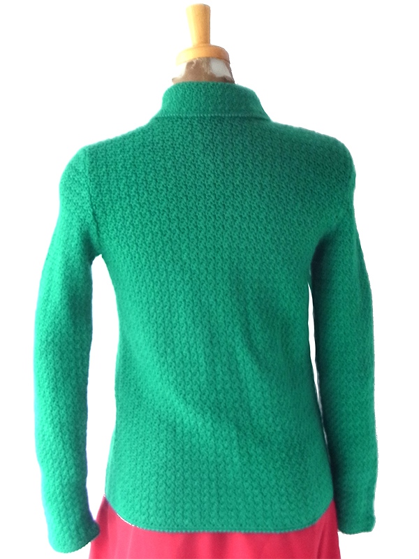 ヨーロッパ古着 フランス買付け 70年代製 刻印入りシルバーボタン 鹿の子編み風 ウール カーディガン 26FC010