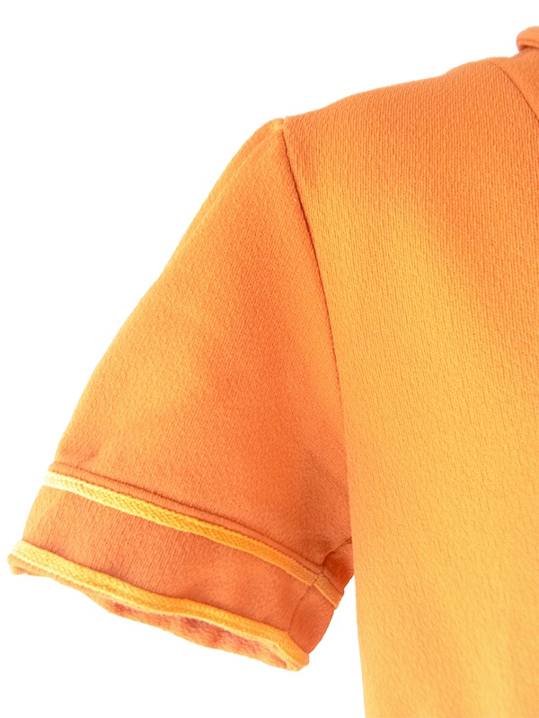 【送料無料】フランス買付け 60年代製 オレンジ&times;イエロー 飾りウエストベルト風切り替え ワンピース 26FC100【ヨーロッパ古着】