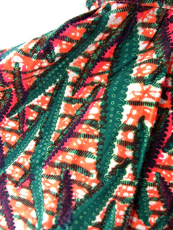 【送料無料】60年代フランス製 オレンジ&times;グリーン 総柄 大きなリボン ヴィンテージ ワンピース 26FC102【ヨーロッパ古着】
