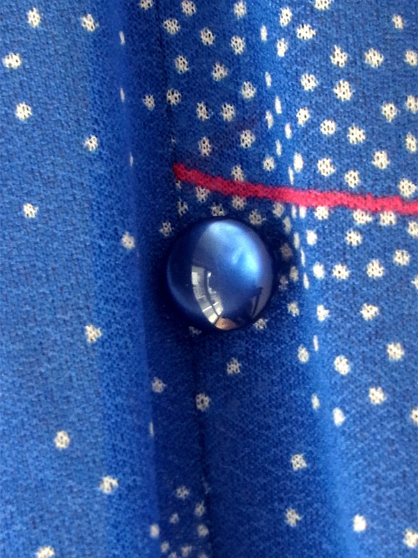 【送料無料】70年代フランス製 ブルー &times; ホワイト ドット＆ボタニカル柄 アコーディオンプリーツ ワンピース 26FC105【ヨーロッパ古着】