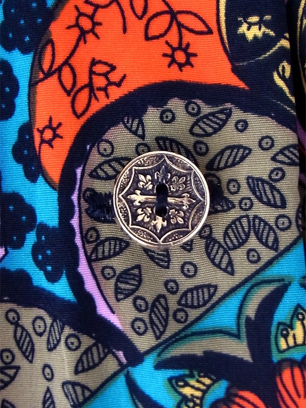 【送料無料】フランス買付け 70年代製 カラフル サイケ調タイル・ミニプリント ボウタイ ワンピース 26FC107【ヨーロッパ古着】