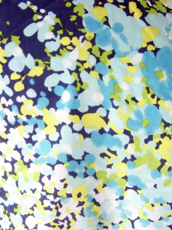 【送料無料】フランス買付け 70年代製 ネイビー×花柄 大きめ襟 パフスリーブ ワンピース 26FC108【ヨーロッパ古着】