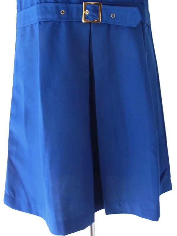 【送料無料】フランス買付け 70年代製 デッドストック ロイヤルブルー スタンドカラー ワンピース 26FC109【ヨーロッパ古着】