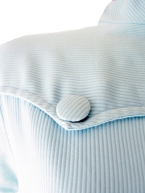 【送料無料】70年代フランス製 パステルブルー ヨーク切替 フラップポケット ワンピース 26FC113【ヨーロッパ古着】