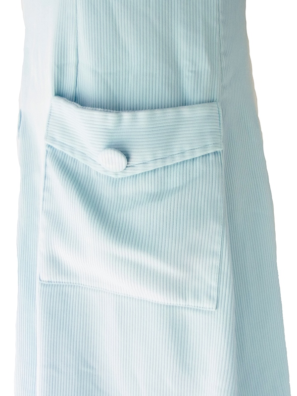 【送料無料】70年代フランス製 パステルブルー ヨーク切替 フラップポケット ワンピース 26FC113【ヨーロッパ古着】