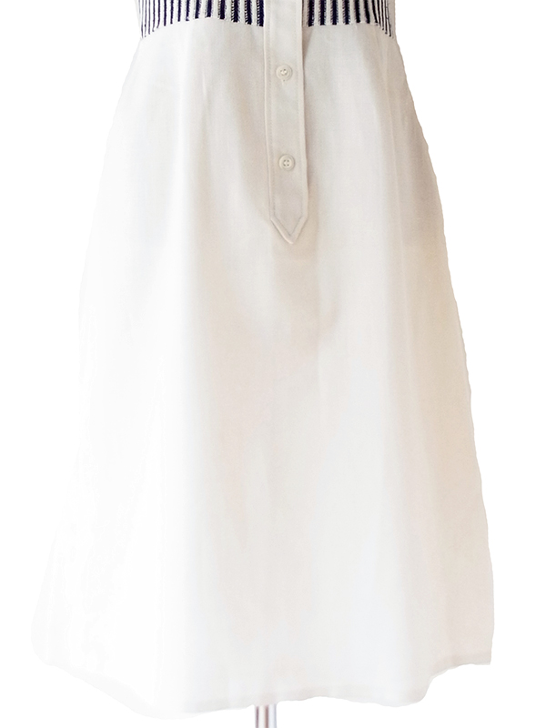 【送料無料】70年代フランス製 CAROLINE ROHMER オフホワイト X ネイビー ストライプ ワンピース 26FC119【ヨーロッパ古着】