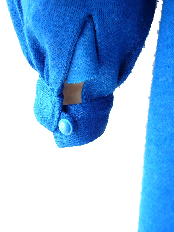 【送料無料】フランス買付け 70年代製 コバルトブルー X 花柄モチーフ刺繍 ピンタック ワンピース 26FC401【ヨーロッパ古着】