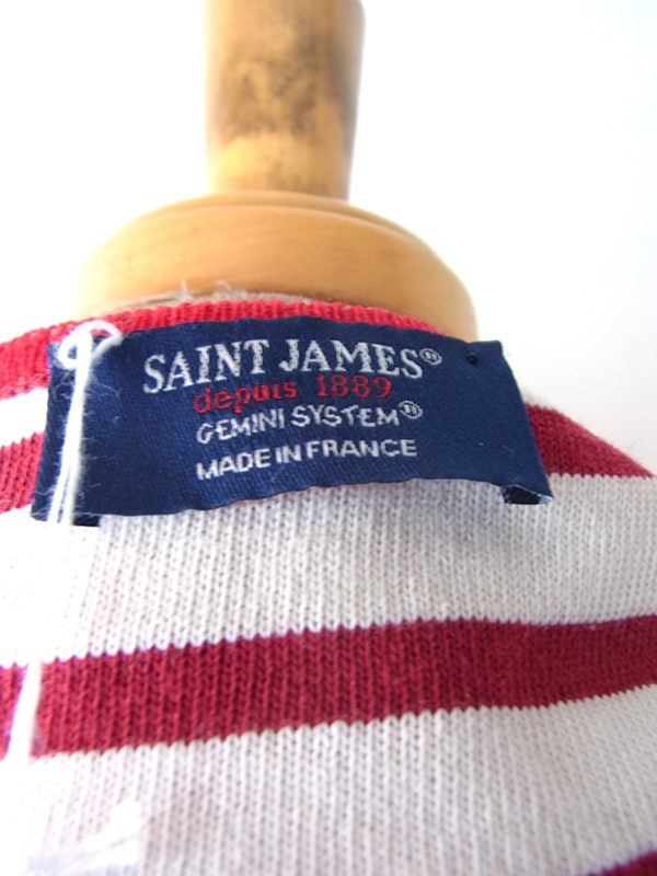 【送料無料】フランス製 SAINT JAMES セントジェームス レッド X 左肩ボタン マリンニットカットソー 26FC413【ヨーロッパ古着】