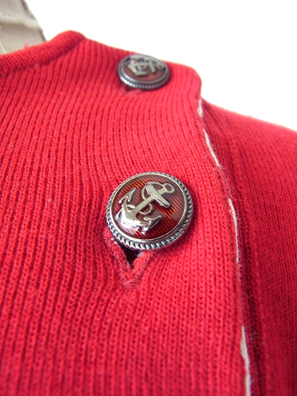 【送料無料】フランス製 SAINT JAMES セントジェームス レッド X 左肩ボタン マリンニットカットソー 26FC413【ヨーロッパ古着】