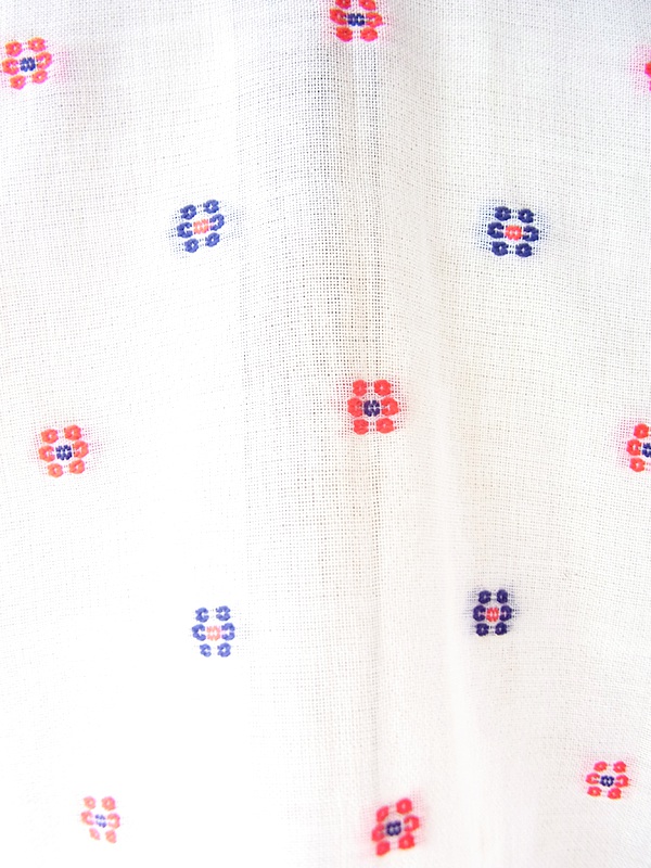 【送料無料】60年代製 ホワイト × トリコロール 刺繍 ヴィンテージ ブラウス 26ID026【レトロ古着】