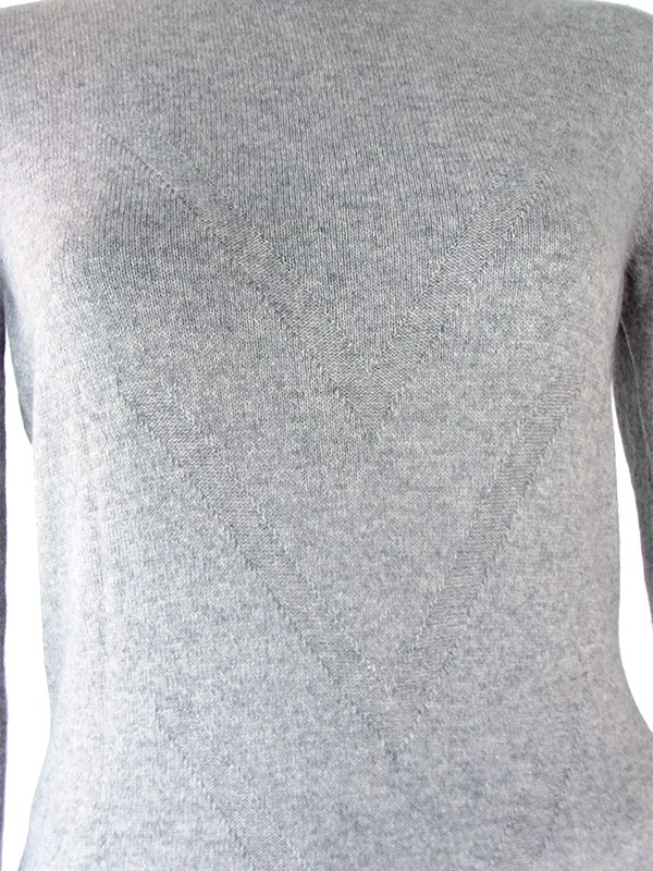 【送料無料】イタリア製 Fior-tricot グレー X カシミア100% ハイネックニットセーター 26ID085【レトロ古着】