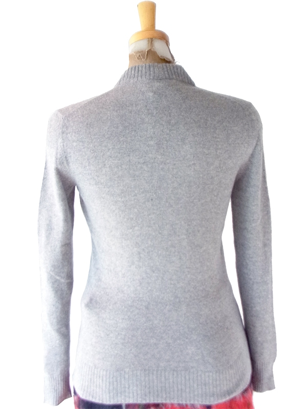 【送料無料】イタリア製 Fior-tricot グレー X カシミア100% ハイネックニットセーター 26ID085【レトロ古着】