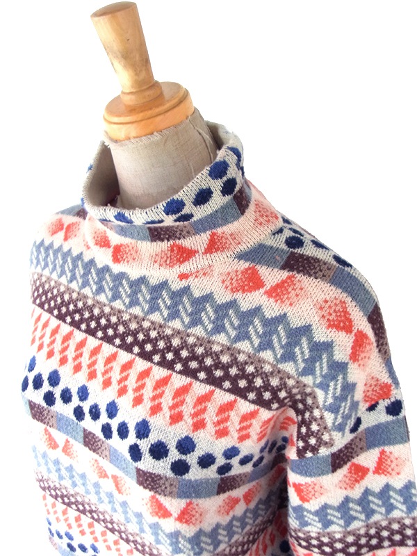 送料無料】KENZO PARIS マルチカラー 総柄 ハイネック ヴィンテージ