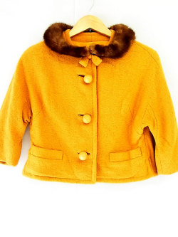 ロンドン買付　５０年代製　ヴィンテージ　ボア襟　ショート丈　ジャケット　ヨーロッパ古着