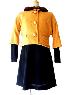 ロンドン買付　５０年代製　ヴィンテージ　ボア襟　ショート丈　ジャケット　ヨーロッパ古着