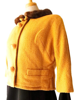 ロンドン買付　５０年代製　ヴィンテージ　ボア襟　ショート丈　ジャケット　ヨーロッパ古着