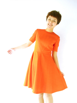 レトロ ミニワンピース 無地 オレンジ 希少 ヴィンテージ 小さいサイズ 一点物 6779cc0a66bf32b59145347077fb37