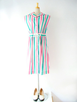 C691 used france vintage ストライプ ロング ワンピース