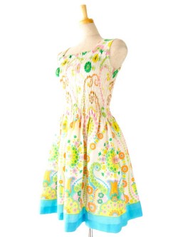 ヨーロッパ古着　フランス買い付け　ホワイト X 花がらプリント　ヴィンテージ ワンピース :　13FC223