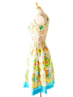 ヨーロッパ古着　フランス買い付け　ホワイト X 花がらプリント　ヴィンテージ ワンピース :　13FC223