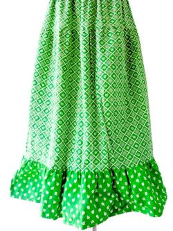 ヨーロッパ古着　フランス買い付け グリーン　X　ホワイト 花柄プリント マキシワンピース :　13FC231