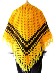 ロンドン買付　ヴィンテージ　イエローXブラウン ウール　ショール　ヨーロッパ古着