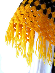 ロンドン買付　ヴィンテージ　イエローXブラウン ウール　ショール　ヨーロッパ古着