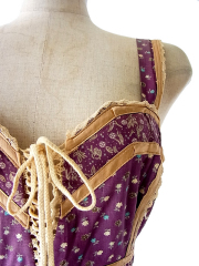 【送料無料】アメリカ製　GUNNE SAX 編み上げ　花柄　パープル　ヴィンテージ　ワンピース 【美品】