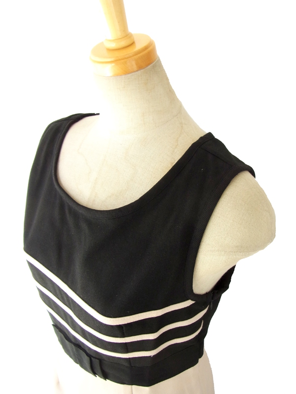 MODCLOTH クリーム X ブラック フロントリボンクラシックシルエット ドレスワンピース MOD2